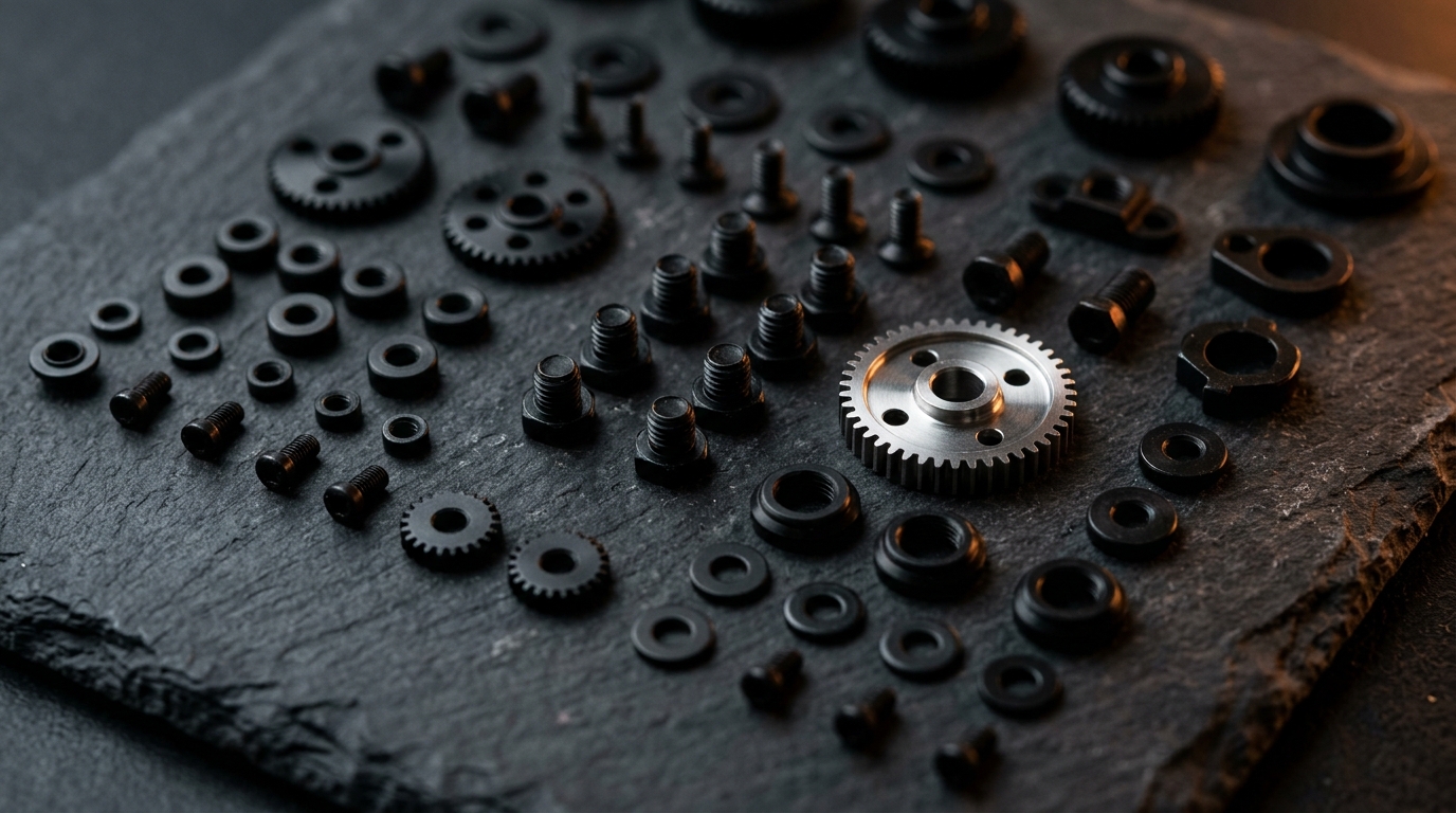 Black-finished precision components